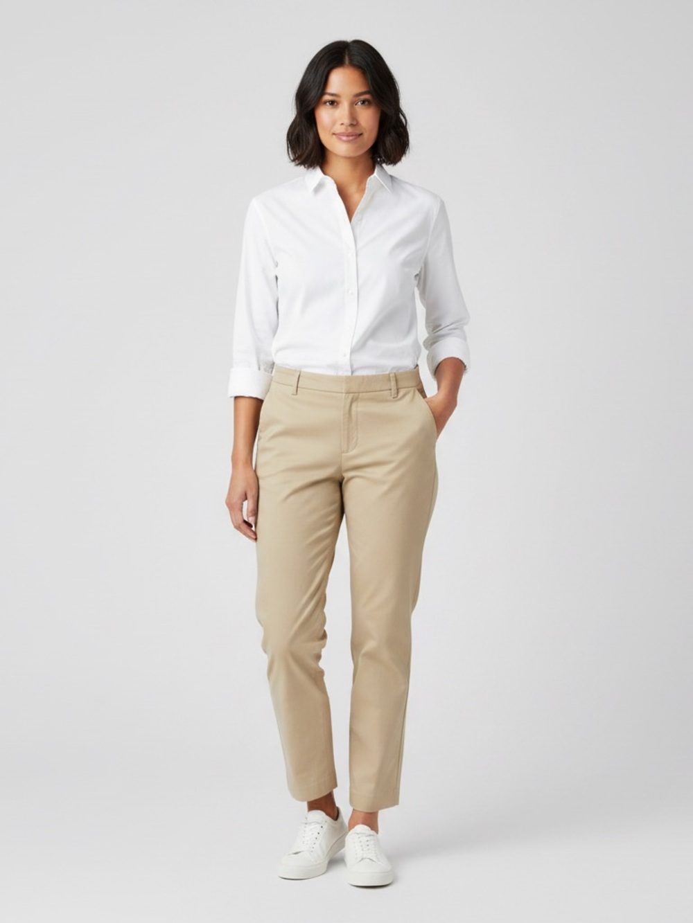 Gap Slim Cropped Stretch khaki pants size 12 cotton spandex tan ankle flat front